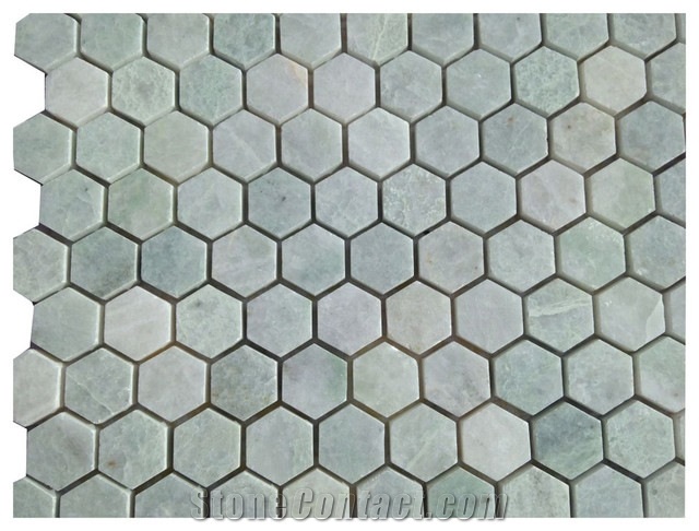 Ming Green Marble Mosaic Tiles, Hexagon Mosaic