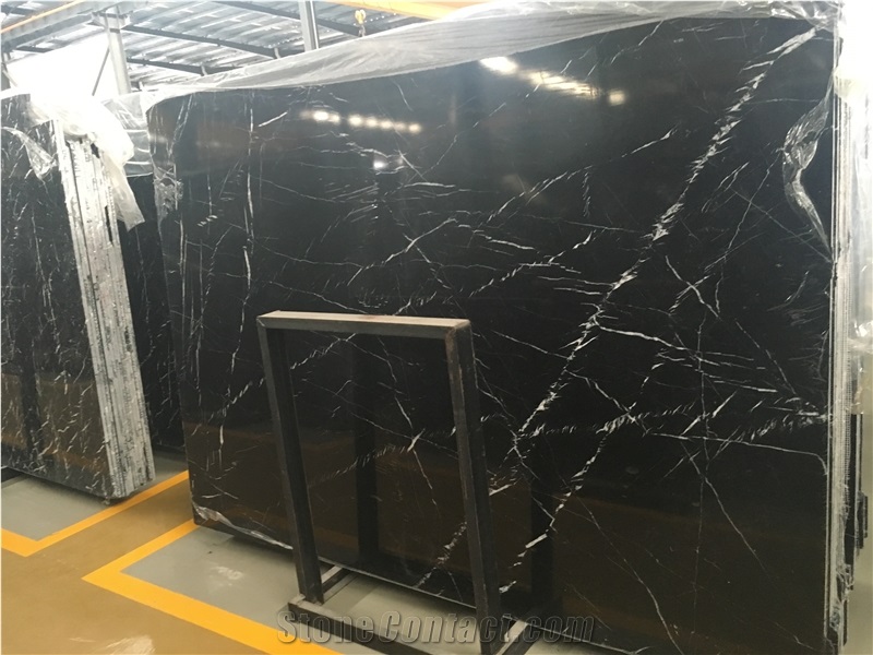 Nero Marquina Black Marble Slabs Tiles for Floor Covering Countertop