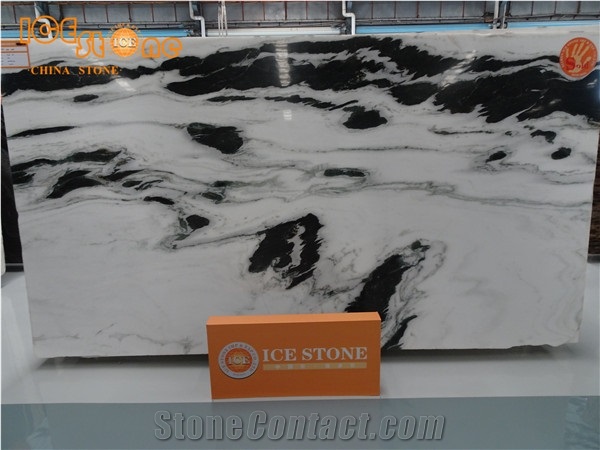 Own Quarry Factory China Panda White Marble Tile&Slab,Chinese,Polished for Feature Wall,Landscape Pattern,Bookmatch,Cover,Tv Set