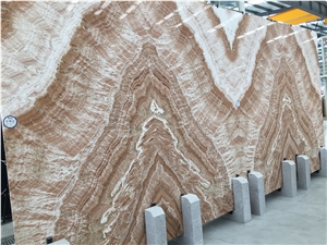 Peacock Onyx Brown Chinese Stone Products Bookmatch Transparent