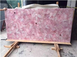Pink Agate Semi Precious Tiles/Slabs Semi Precious Stone Panels Stone Wall