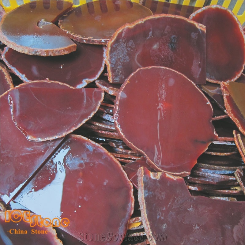 Red Agate Slices / Red Semi Precious Stone Panels/Red Gemstone Slabs