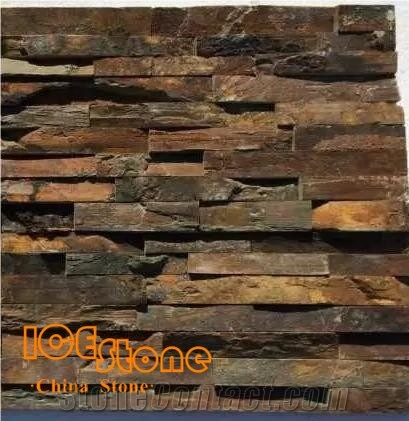 Rustic Slate Culture Stone for Wall Cladding Decoration Natural Yellow Rusty Corner and Flat Stone Veneer Panel Project Chinese Manufactory Factory