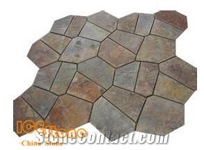 Rusty Slate Paving Stone Tiles on Meshwork