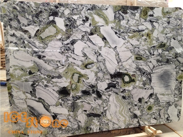 White Beauty/Ice Connect Marble/Chinese Green Slabs and Tiles/Cut to Size/China Jade/Bookmatck Wall Covering/Polished /Hotel Floor/Tv Set Cladding