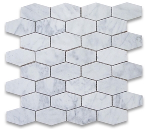 White Carrara Penny Round Mosaic Tile Stone Mosaic