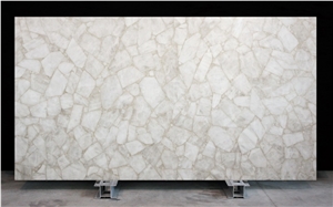 White Crystal Agate Semi Precious Stone Tiles Translucent Stone Slabs Tiles