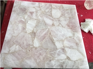 White Crystal Agate Semi Precious Stone Tiles Translucent Stone Slabs Tiles