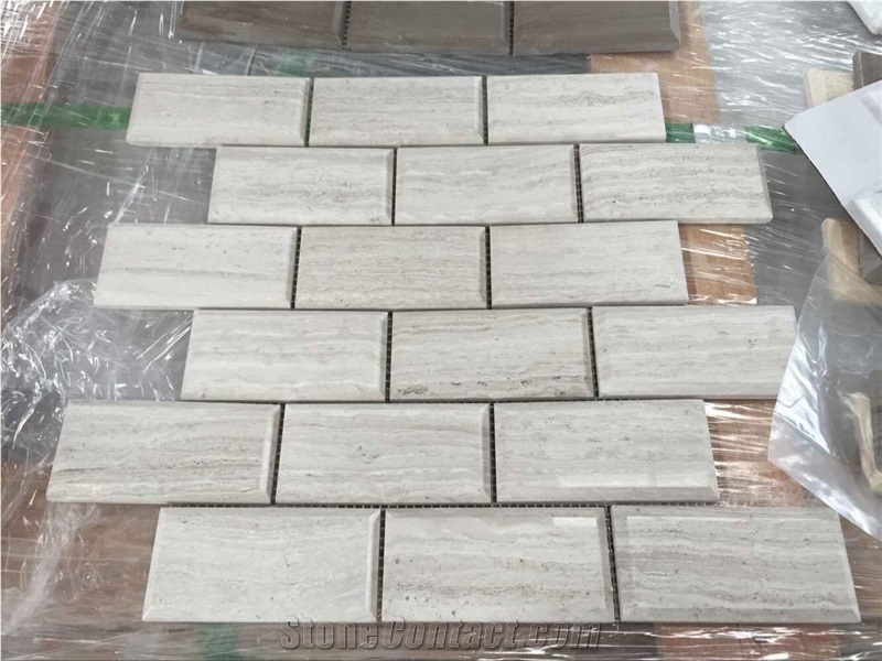 White Wood Vein Marlbe Polished Mosaic for Flooring Tiles