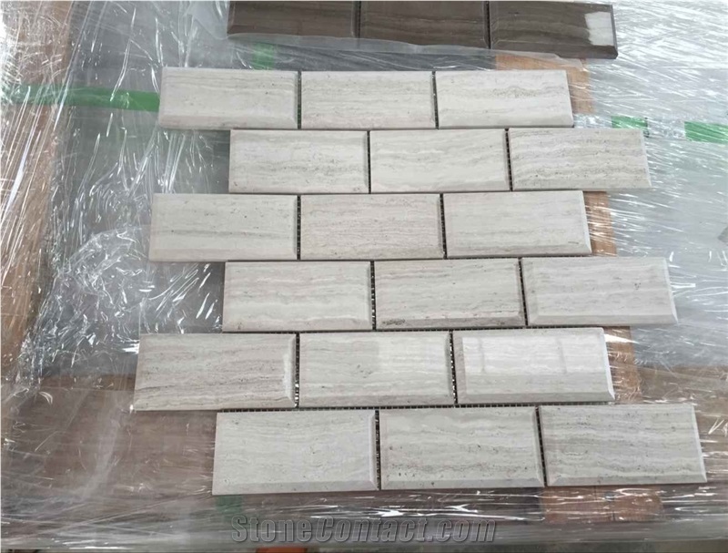 White Wood Vein Marlbe Polished Mosaic for Flooring Tiles