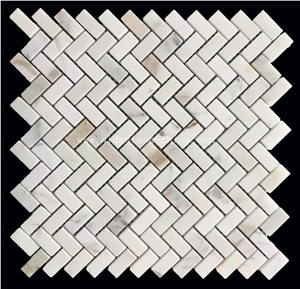 Calacatta Cold Mosaic Herringbone Marble Mosaic Tile for Kitchen Backsplash Shower Wall Bathroom Floors