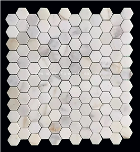 Calacatta Gold Marble Mosaic Hexagon Tile Polished