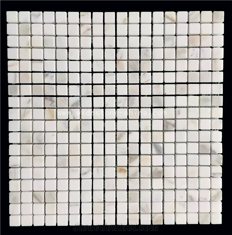 Calacatta Gold Marble Mosaic Tile on 12"X12" Sheet,Mosaic Tiles for Backsplash Shower Walls Bathroom Floors