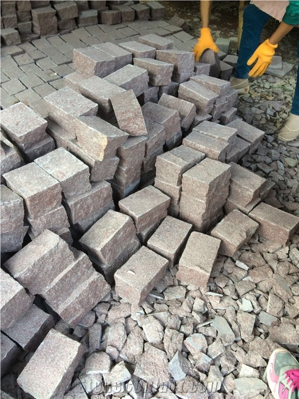Chinese Porphyry Red Paving Stone,Cube Stone, Cobble Stone, Paving Set