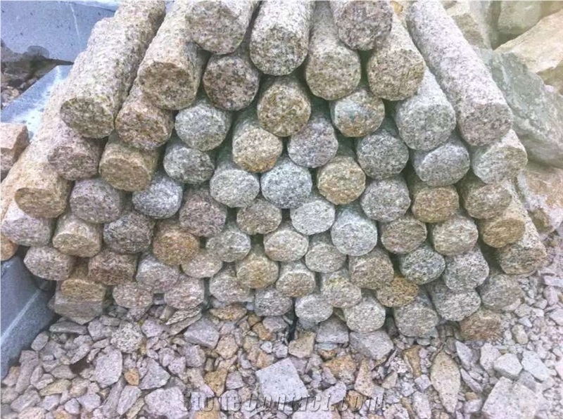 G682 Natural Granite Stone Palisade Fence/Stone Pillar with Pineapple Surface