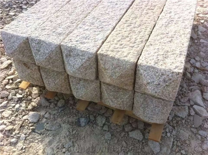 G682 Natural Granite Stone Palisade Fence/Stone Pillar with Pineapple Surface