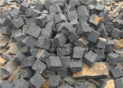 Zhangpu Black Basalt 8*8*8cm Paving Stone, Natural Black Cube Stone, Black Paving Sets