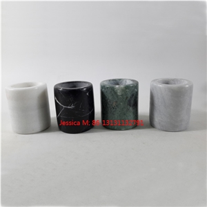 4 Colors Cylinder Shape Marble Stone Tealight Candle Holders