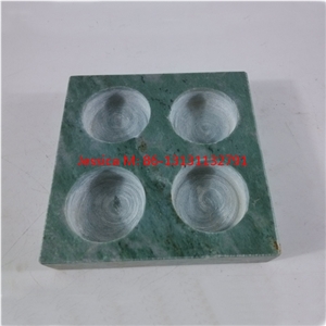 4 Holes Square Green Marble Candle Holders