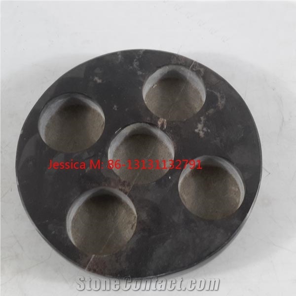 5 Holes Round Marble Candle Holders