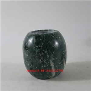 Ball Shape Green Marble Stone T-Light Candle Holder
