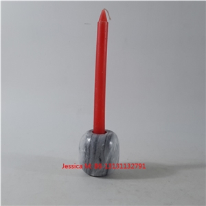 Ball Shape Grey Marble Stone Candlestick Holders