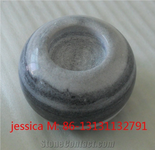 Ball Shape Marble Stone Tealight Candle Holder