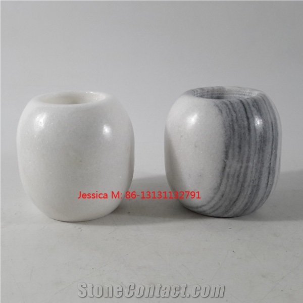 Ball Shape Marble Tealight Candle Holder
