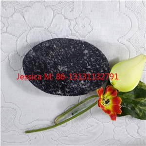 Black Grantie with White Strips Oval Shape Stone Soap Dish /Black Granite Stone Soap Holder