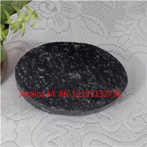 Black Grantie with White Strips Oval Shape Stone Soap Dish /Black Granite Stone Soap Holder
