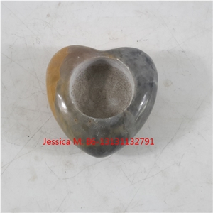 Brown Marble Heart Shape Tealight Candle Holder