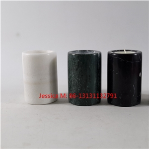 Cylinder Shape Colorful Marble Candle Holders
