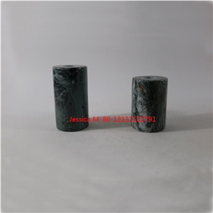 Cylinder Shape Green Marble Stone Candle Holder