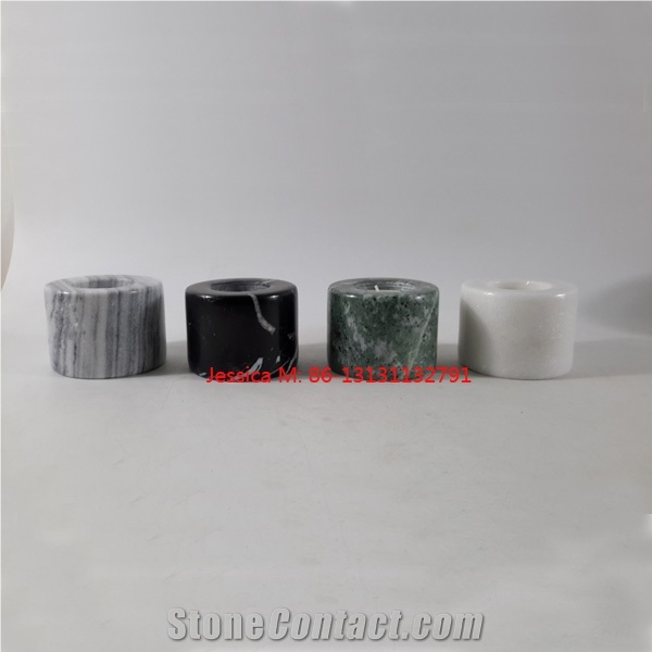 Cylinder Shape White Marble Candle Holder / Cylinder Shape Green Marble Candle Holders /Cylinder Shape Green Marble Candle Holders /Cylinder Shape Grey Marble Candle Holders