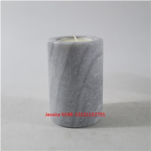 Cylinder Vases Grey Marble Stone Tealight Candle Holders