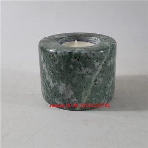 Cylinder Vases Shape Green Marble Stone Candle Holders