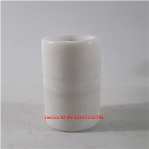 Cylinder Vases White Marble Stone Tealight Candle Holders