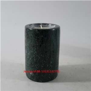 Dark Green Pillar Marble Stone Tealight Candle Holders