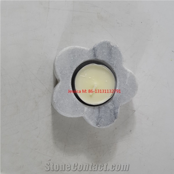 Flower Shape Marble Candle Holders