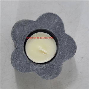 Flower Shaped Black Grey Marble Candle Holders