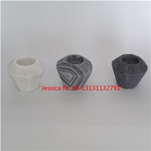 Geometric Marble Stone Candle Holders