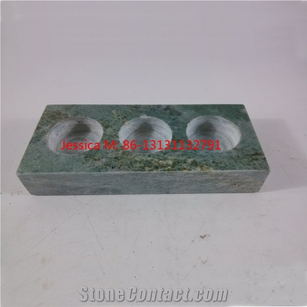 Green Marble Candle Holders 3 Holes