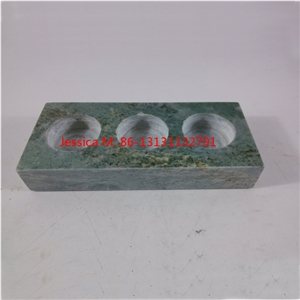 Green Marble Candle Holders 3 Holes