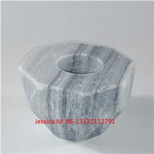 Grey Marble Geometric Candle Holders