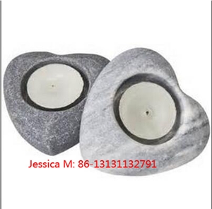 Grey Marble Stone Heart Tealight Holder