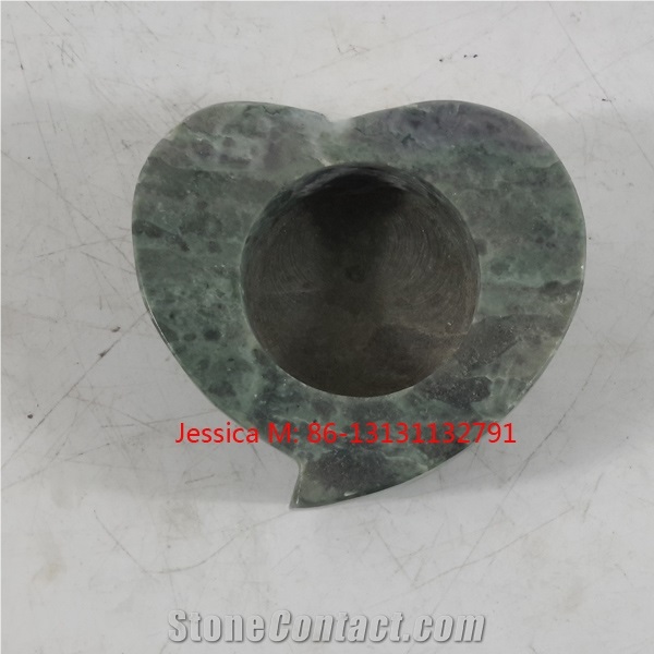 Heart Shape Green Marble Candle Holders