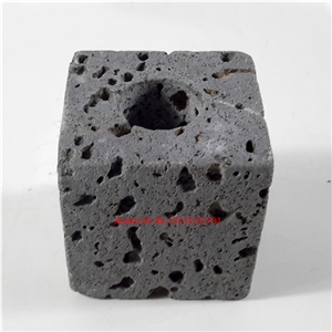 Lava Rock Cubic Candle Holders