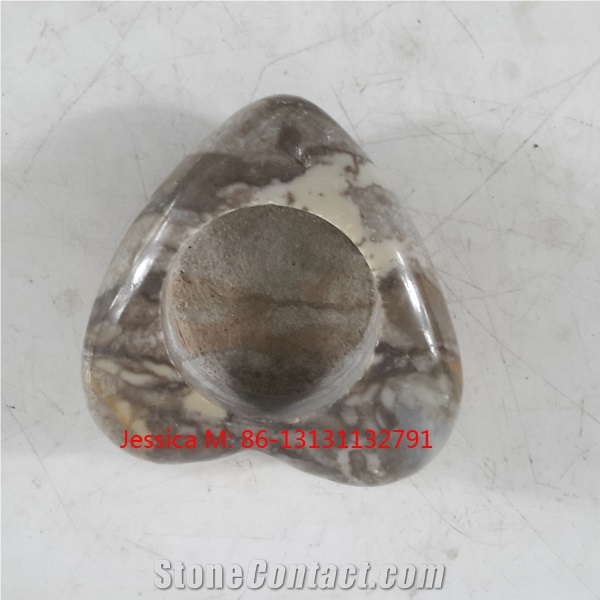 Marble Stone Heart Shaped Tea Light Candle Holder