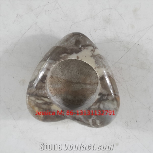 Marble Stone Heart Shaped Tea Light Candle Holder