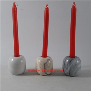 Mini Ball Shape Marble Stone Candlestick Holders